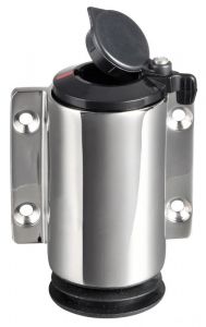 Basetta a parete inox cappuccio nero 2 contatti 