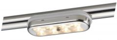 Plafoniera Bimini inox compatta a 8 LED fondo curvo, con interruttore