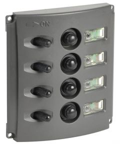 Pannello elettrico fusibili automatici doppio LED 4 interruttori