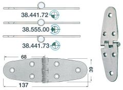 Cerniera inox 137x39 mm mezzo incasso