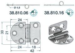 Cerniera inox 42x30 mm modello nodo sporgente