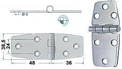 Cerniera inox 84x38 mm nodo sporgente