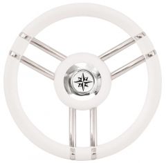 Volante Apollo inox e poliuretano  350 mm bianco 