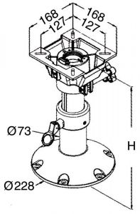 Base e colonna con supporto sedile telescopico altezza massima 470 mm 