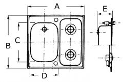 Lavello destro con 2 fuochi  inox piccolo 