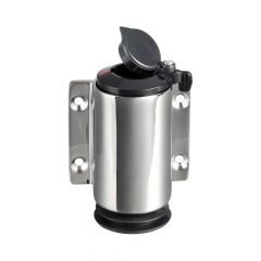 Basetta a parete inox cappuccio nero 3 contatti 