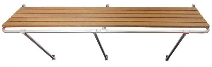 OSCULATI Piattaforma Da Bagno In Acciaio Inox E Legno Iroko – Poppa Tonda 530 Mm