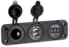 Voltmetro digitale, presa corrente e USB doppia