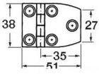 Cerniera inox trapezoidale 51x38 mm